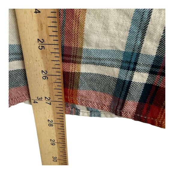 Howe Flannel Shirt Mens Sz Medium Red Blue Plaid Button Up Creative Workforce - Picture 7 of 12